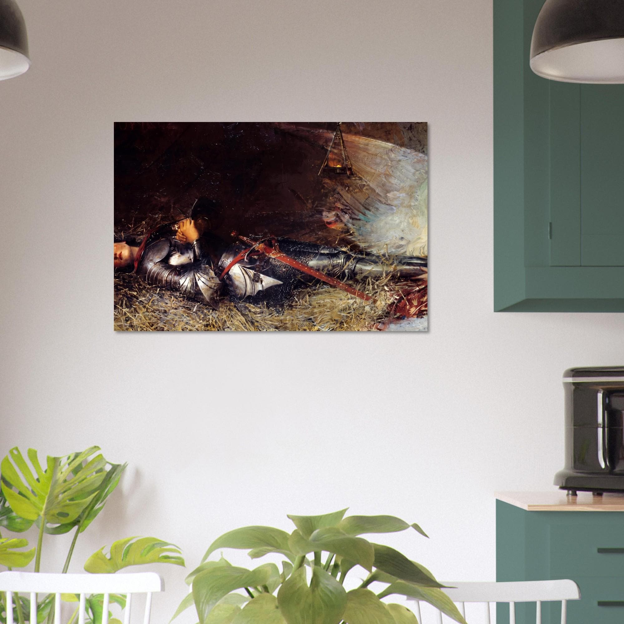 Joan of Arc Sleeping Painting Vintage Knight Art Print Fine Art Poster Medieval Angel Canvas Wall Decor Sacred Medieval Icons