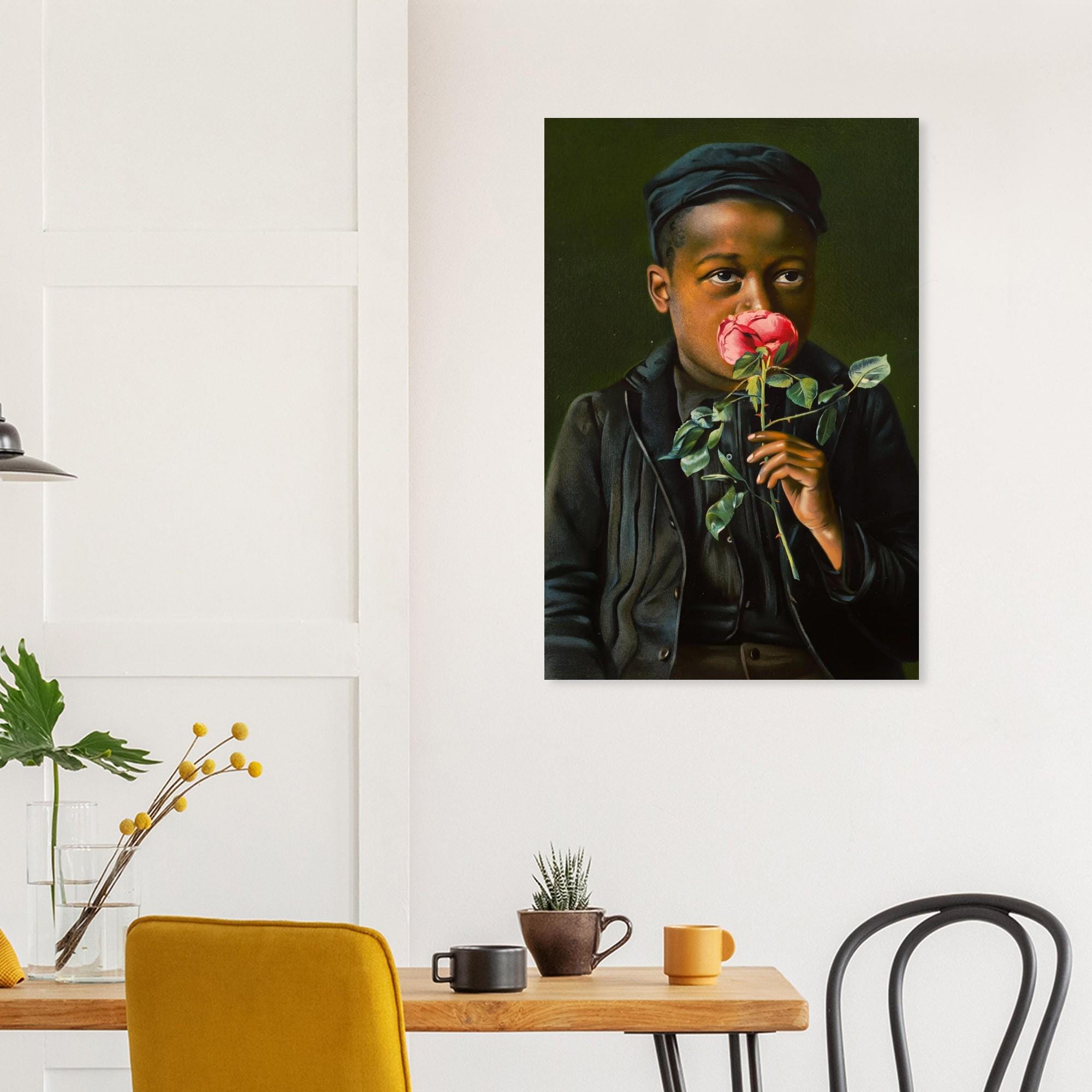 Vintage African American Boy Art Print | Black Child Portrait Wall Art | Victorian Moody Oil Painting | Antique Heritage Decor
