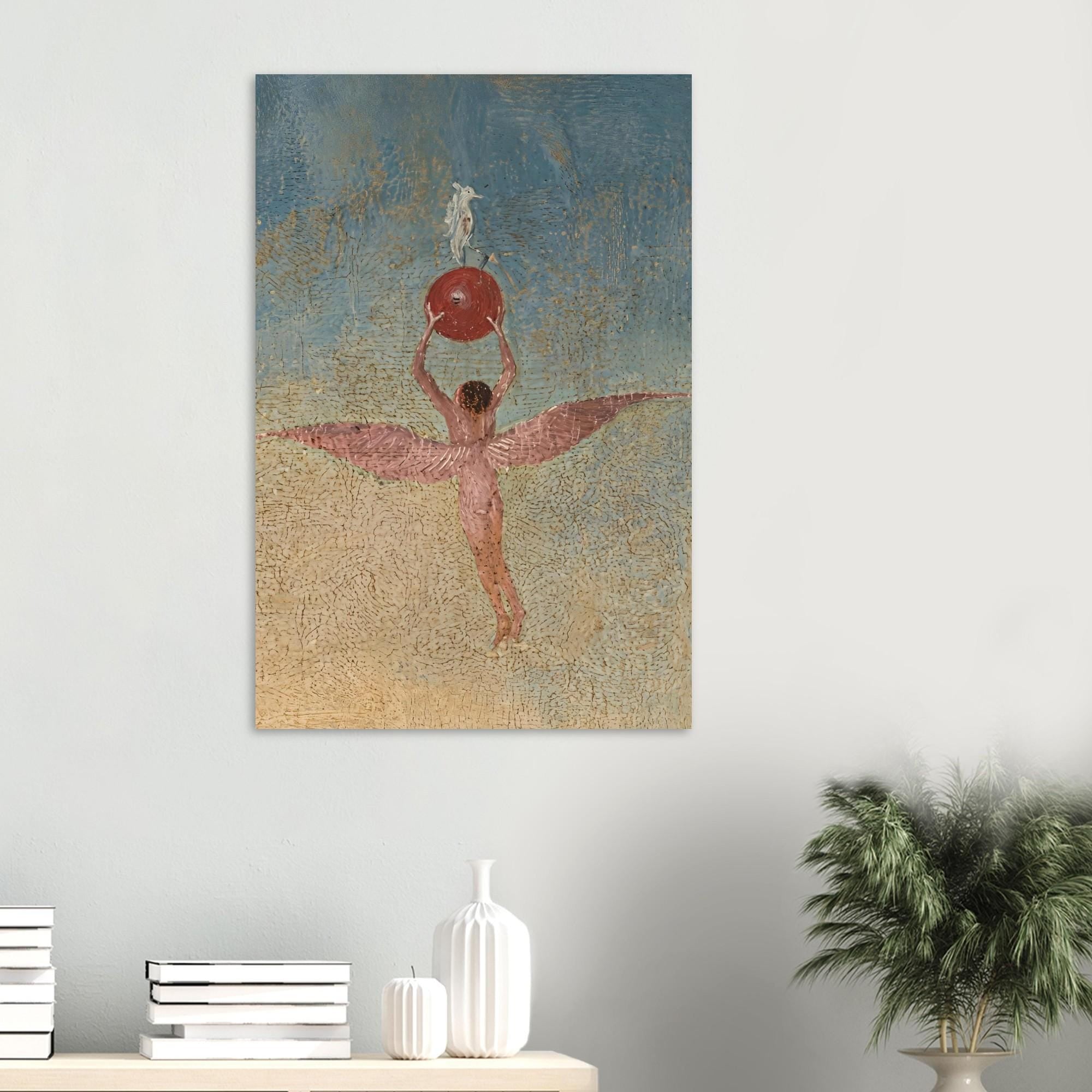 Hieronymus Bosch Winged Figure Red Fruit Art Print Garden Of Earthly Delights Surreal Renaissance Antique Weird Decor Myth Symbolism