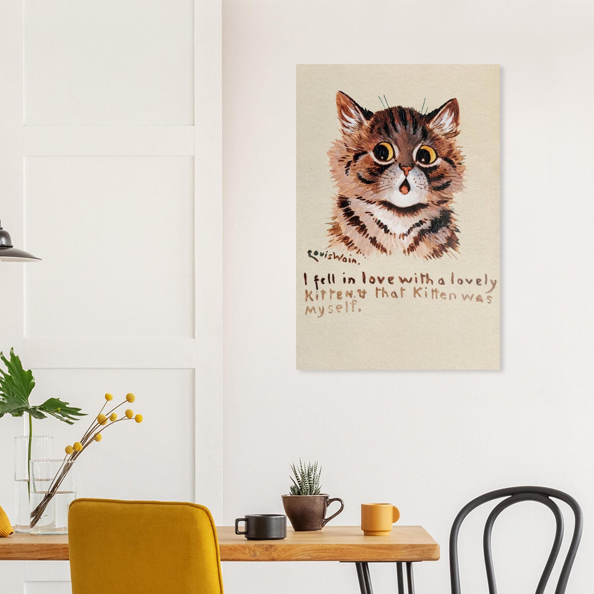 Louis Wain Cat Art Print | Vintage Whimsical Kitten Wall Art | Victorian Cat Lover Gift | Unframed Retro Tabby Cat Poster Print