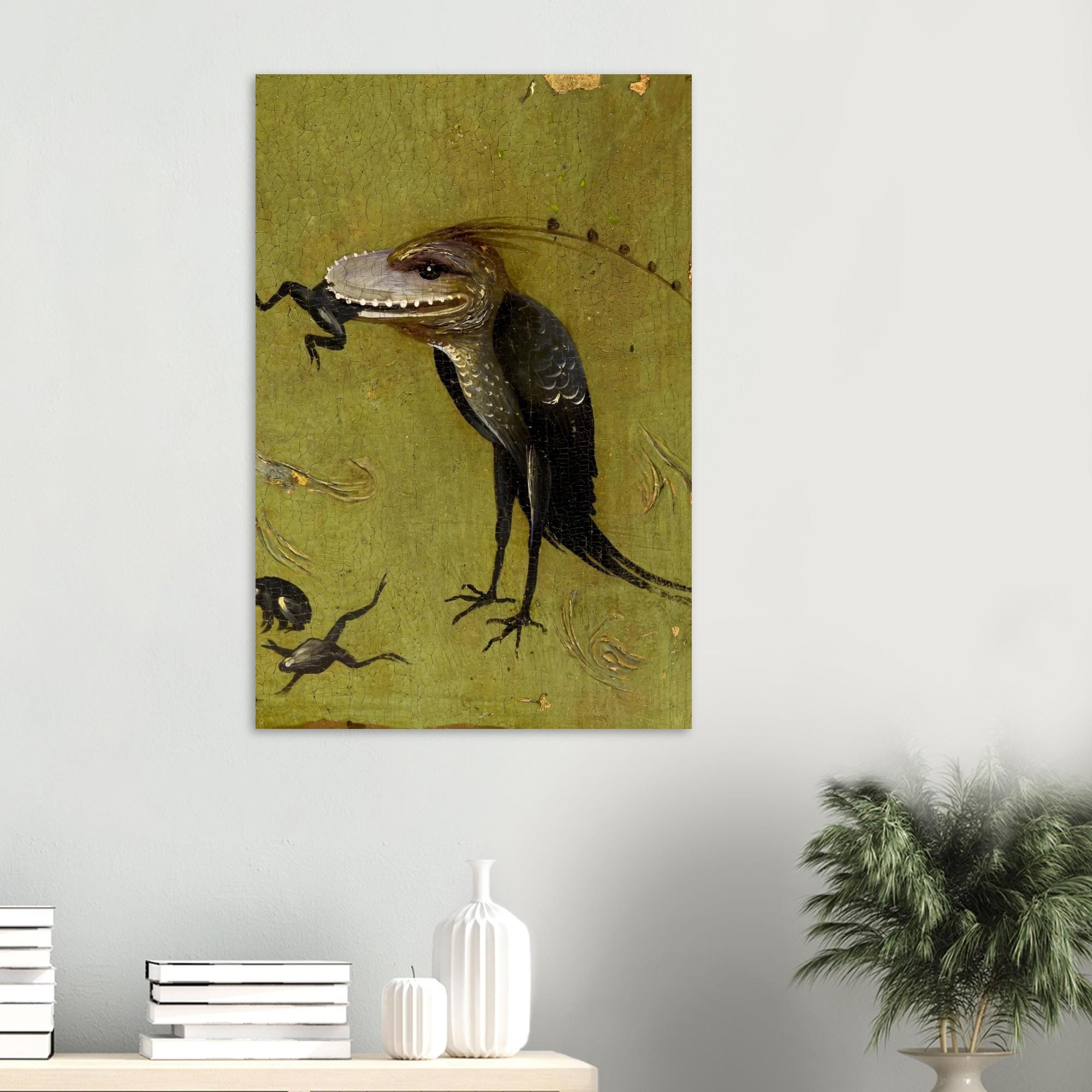 Hieronymus Bosch Bird Monster Eating Frog Art Print Medieval Weird Wall Decor Dark Academia Gothic Home Art Dark Academia & Moody