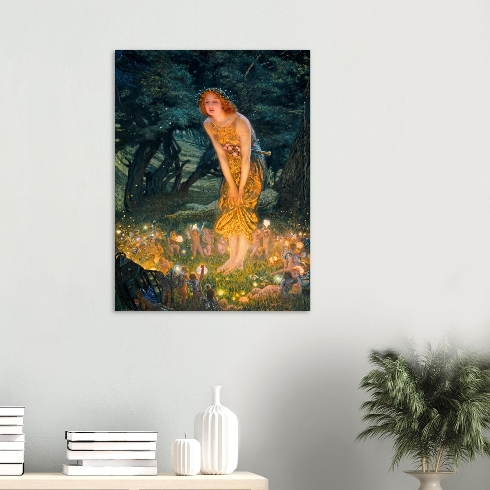 Edward Robert Hughes Midsummer Eve Vintage Fairy Art Print Victorian Enchanted Forest Painting Whimsical Fairycore Myth Symbolism