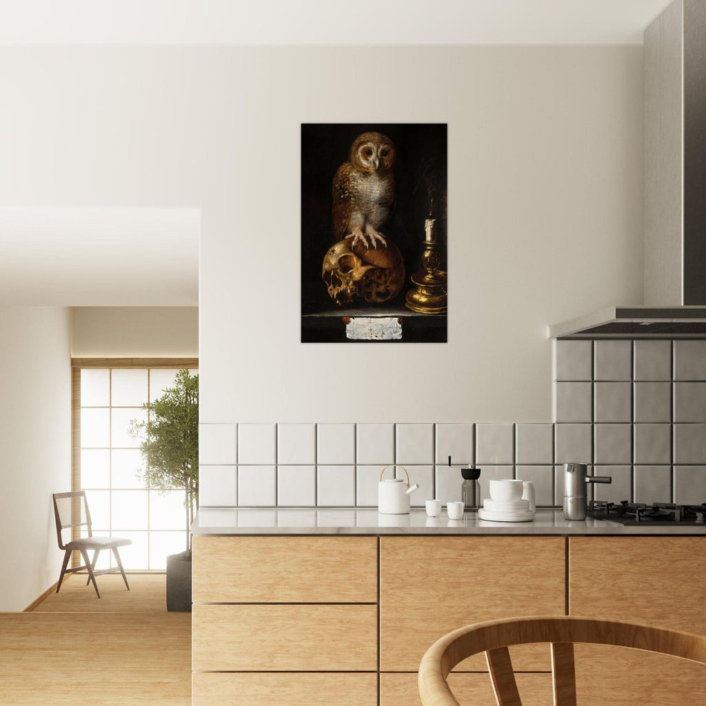Antique Owl and Skull Oil Painting Memento Mori Art Print Dark Academia Moody Gothic Wall Decor Juan de Valdes Leal Dark Academia Moody