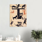 Bill Traylor Figures And Construction With Cat Folk Art Print Vintage Black Cat Outsider Wall Art Print Primitive And Outsider