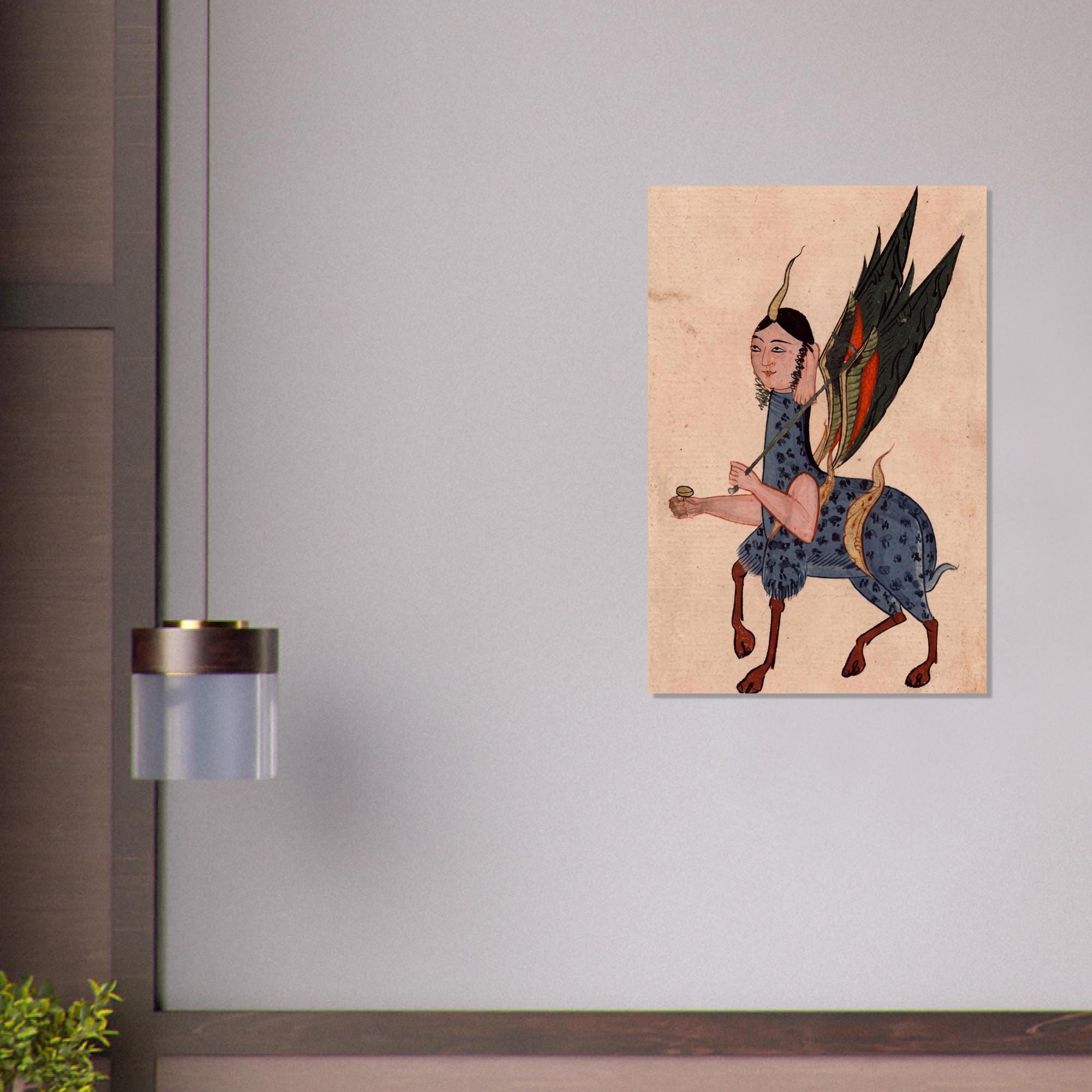 Persian Miniature Al Buraq Mythical Creature Print Islamic Mythology Wonders Of Creation Wall Art Folk Animals Myth Symbolism