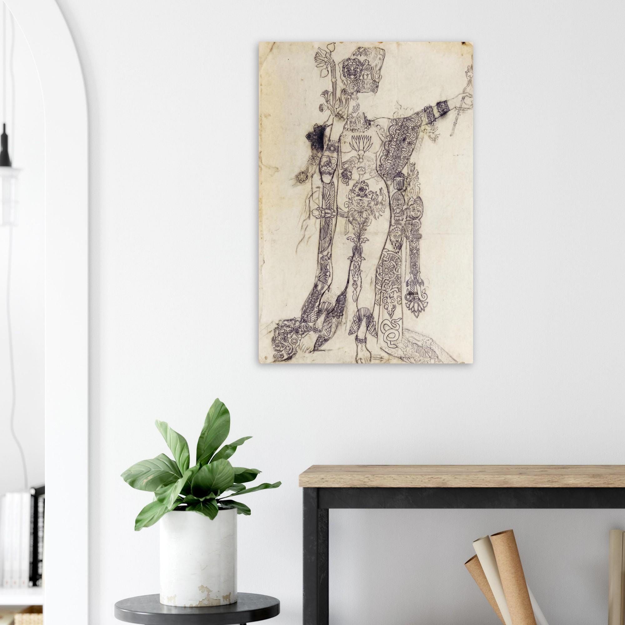 Symbolist Art Print | Gustave Moreau Mystical Goddess Wall Art | Dark Academia Decor | Vintage Ink Drawing | Occult Sketch