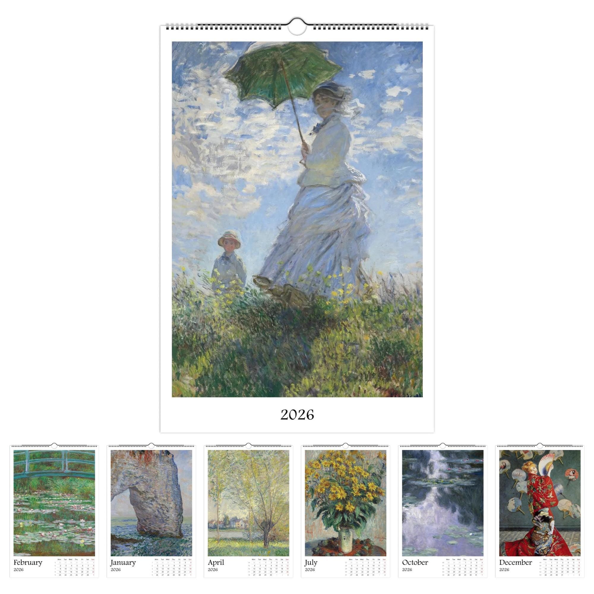 13 Artworks Of Claude Monet 2026 Art Calendar 11x16.5, French Impressionism, Nature Scenes, Fine Art, Retro Vibe, Holiday Gift