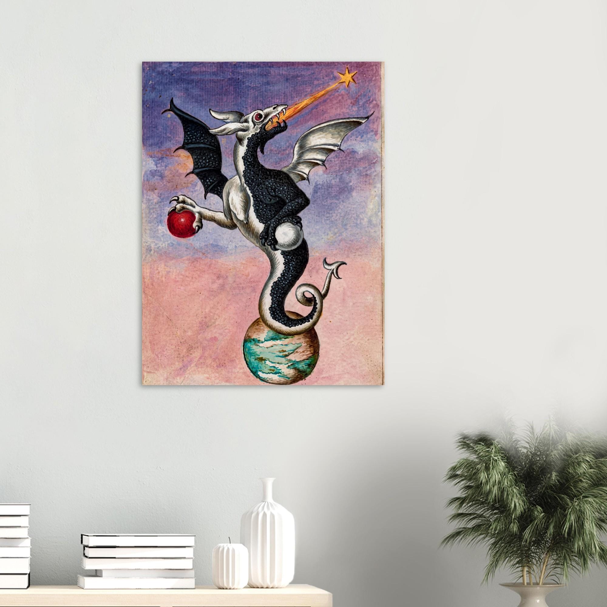 Alchemical Dragon Poster Vintage Occult Manuscript Art Print Medieval Hermetic Esoteric Wall Decor Emblem Myth And Symbolism