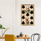 Antique Rabbit Transformation Playing Card Print Whimsical Nine of Spades Art 1811 Cowell Vintage Animal Wall Art Animals & Creatures