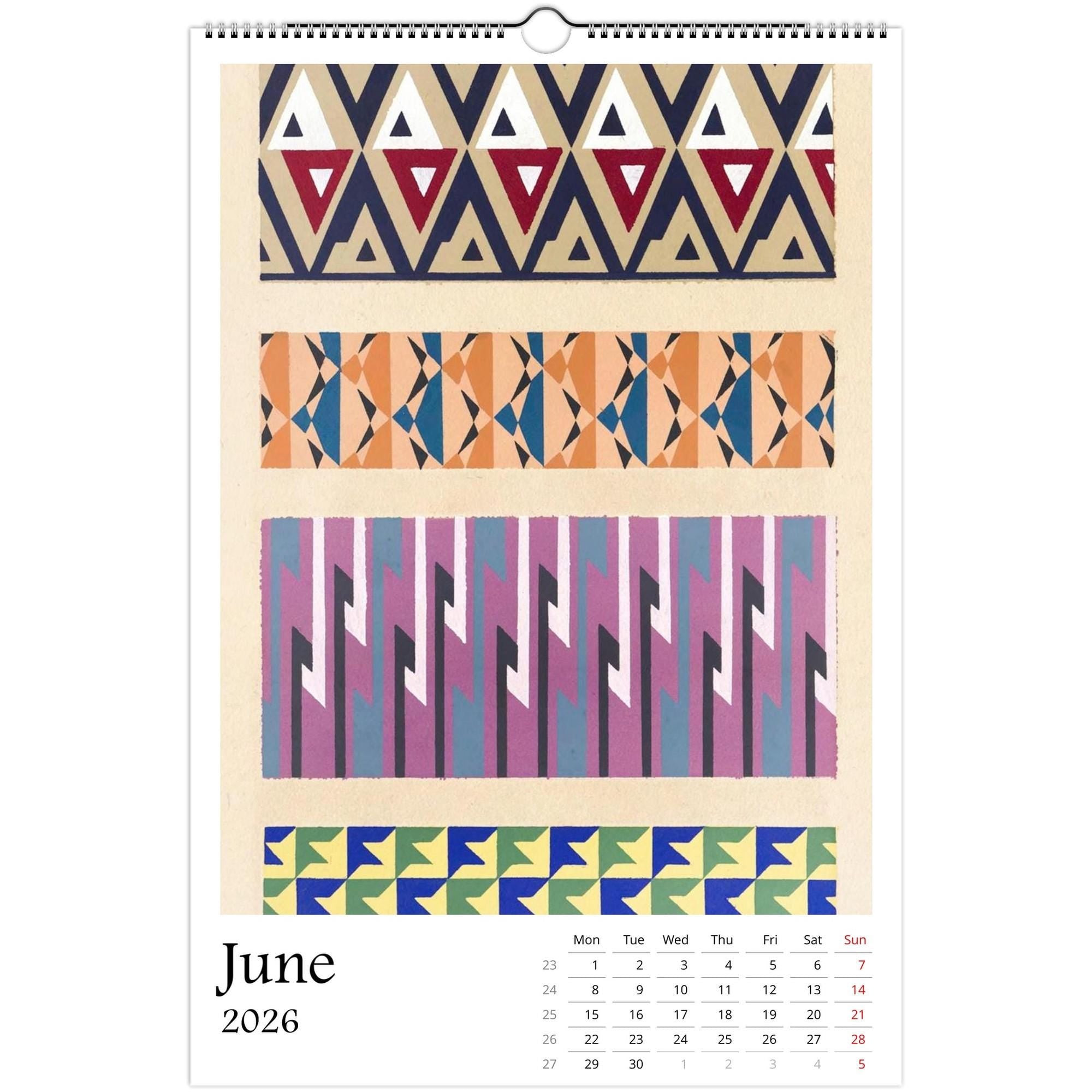 13 Artworks of  Mizuki Heitaro 2026 Art Calendar 11x16.5, Wiener Werkstatte, Abstract Patterns, Vintage Art, Secessionist, Art Gift