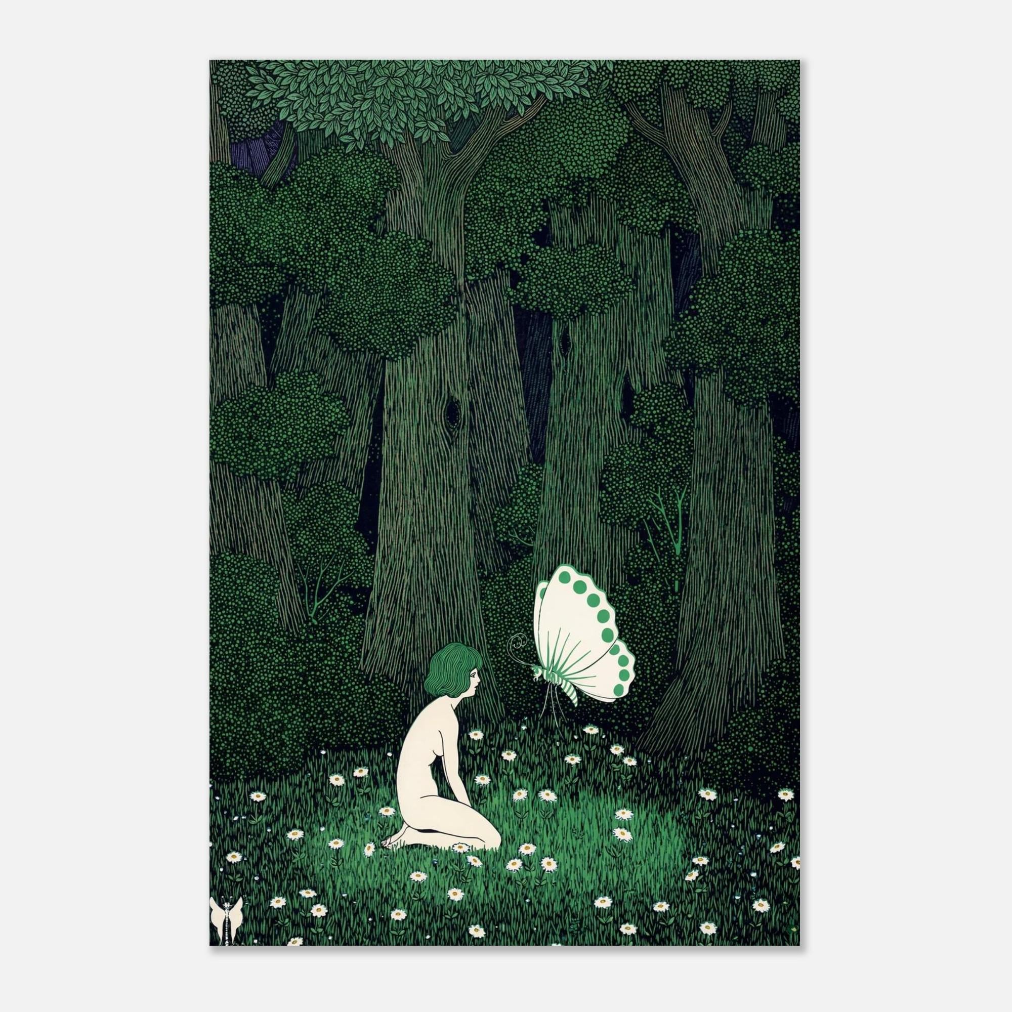 Marcus Behmer Art Nouveau Print, A Midsummer Night's Dream Vintage Forest Illustration, Nude Woman Wall Art, Art Nouveau & Vintage