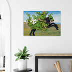 Green Knight Medieval Art Print | Sir Gawain Manuscript Illumination | Dark Academia Wall Art | Mythical Folio Foliage Knight