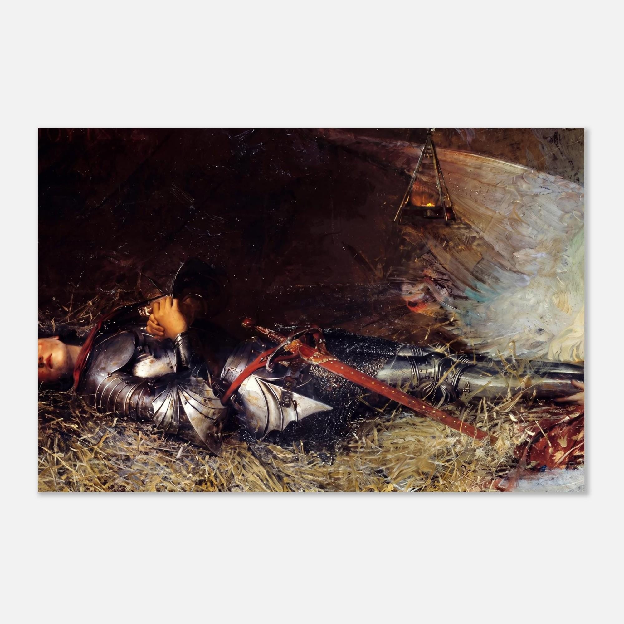 Joan of Arc Sleeping Painting Vintage Knight Art Print Fine Art Poster Medieval Angel Canvas Wall Decor Sacred Medieval Icons