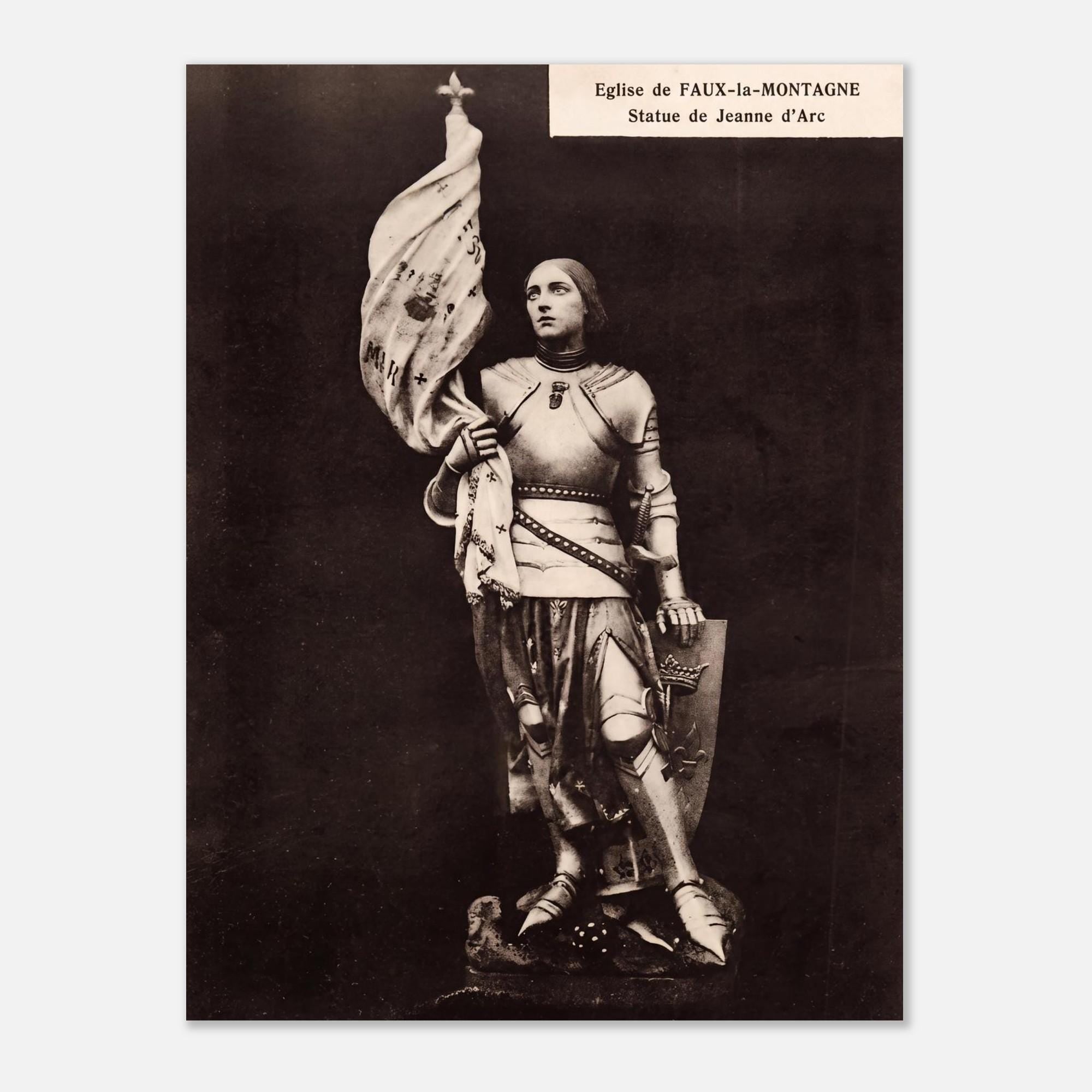 Joan of Arc Vintage Postcard Print Historical Catholic Saint Statue Armor French Wall Art Canvas Photo Sacred Medieval Icons