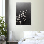 Dancing Skeletons Woodcut Print Memento Mori Wall Art Medieval Danse Macabre Engraving Gothic Dark Academia Vintage Dark Fantasy Macabre