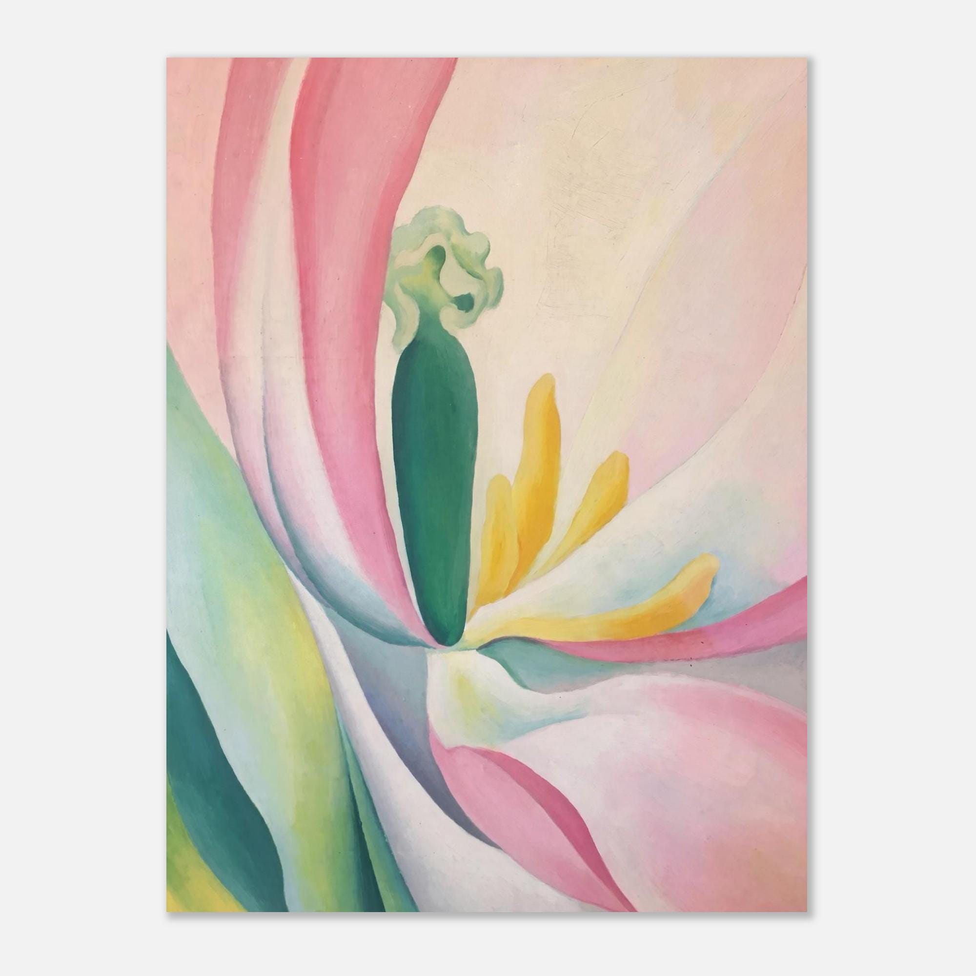 Georgia O Keeffe Pink Tulip Art Print Vintage Abstract Flower Oil Painting Modernist Gallery Wall Decor Gift Botanical Nature