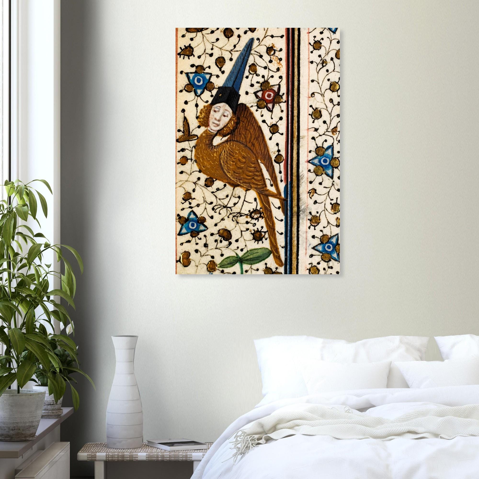 Medieval Harpy Art Print Weird Medieval Guy Manuscript Marginalia Gothic Wall Decor Mythical Siren Animals & Creatures
