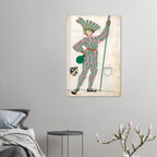 Medieval Peacock Man Wall Art Renaissance Manuscript Print Quirky Vintage Nuremberg Carnival Costume Eccentric Portraits & Figures