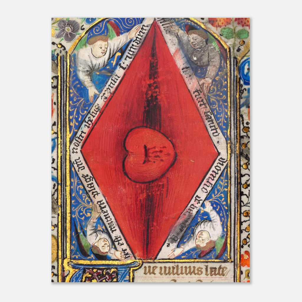 Medieval Heart Manuscript Print Renaissance Love Art Historic Gallica Wall Decor Canvas Poster Giclee Weird Medieval Art