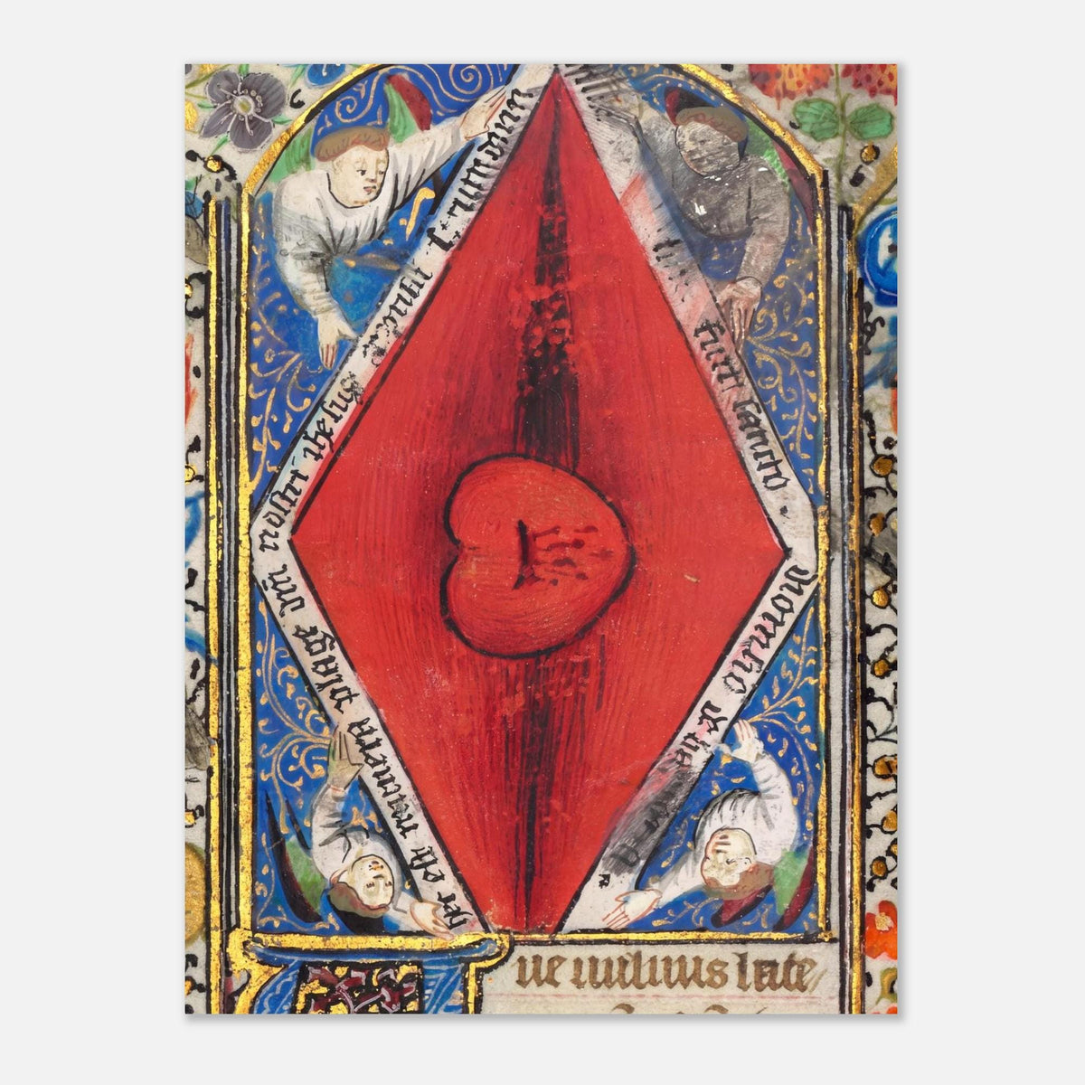 Medieval Heart Manuscript Print Renaissance Love Art Historic Gallica Wall Decor Canvas Poster Giclee Weird Medieval Art