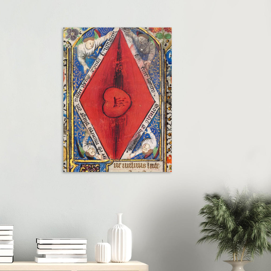 Medieval Heart Manuscript Print Renaissance Love Art Historic Gallica Wall Decor Canvas Poster Giclee Weird Medieval Art