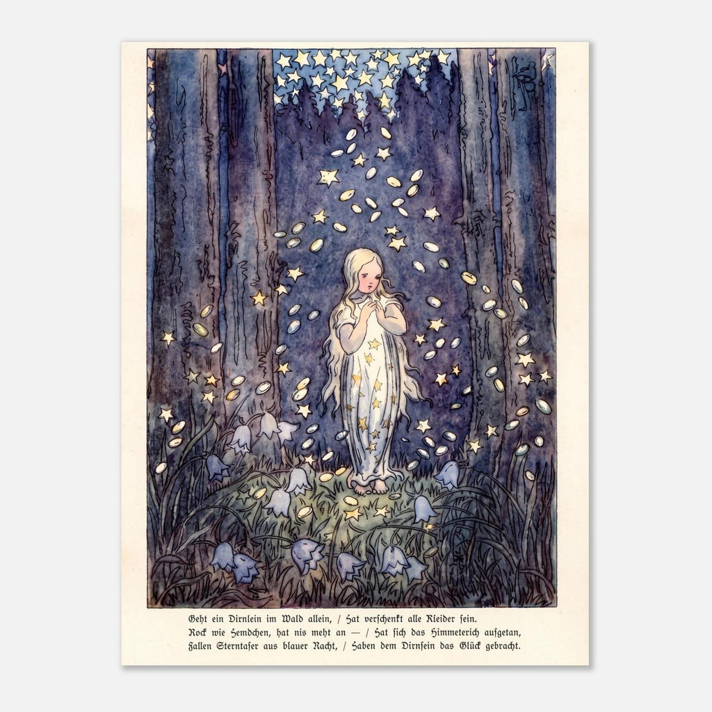 Vintage Star Money Fairy Tale Wall Art Heinrich Vogeler German Illustration Print Nursery Celestial Poster Golden Age Art