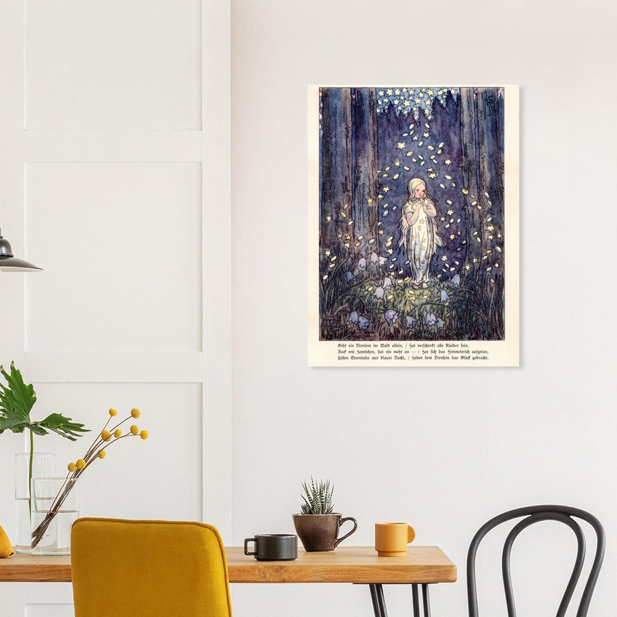 Vintage Star Money Fairy Tale Wall Art Heinrich Vogeler German Illustration Print Nursery Celestial Poster Golden Age Art