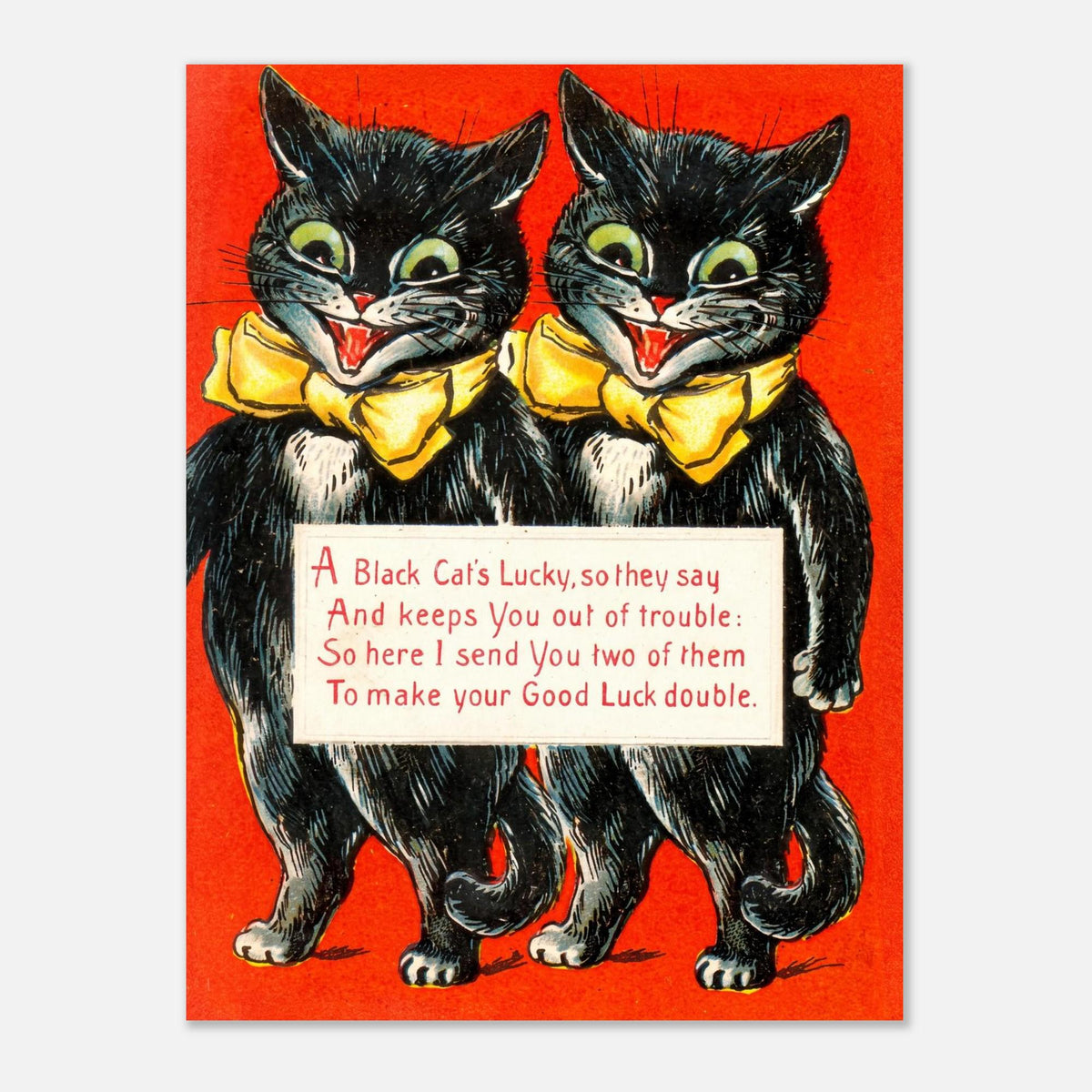 Vintage Louis Wain Black Cat Art Print Retro Lucky Cat Illustration Antique Animal Wall Decor Cute Victorian Poster Vintage Cat Art