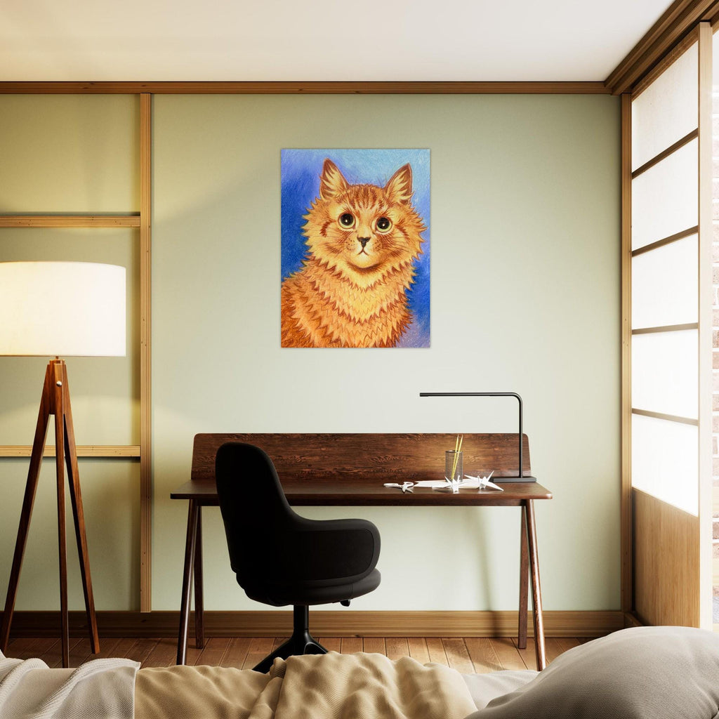 Louis Wain Vintage Orange Cat Painting Canvas Wall Art Print Antique Ginger Cat Poster Cute Psychic Cat Illustration Vintage Cat Art