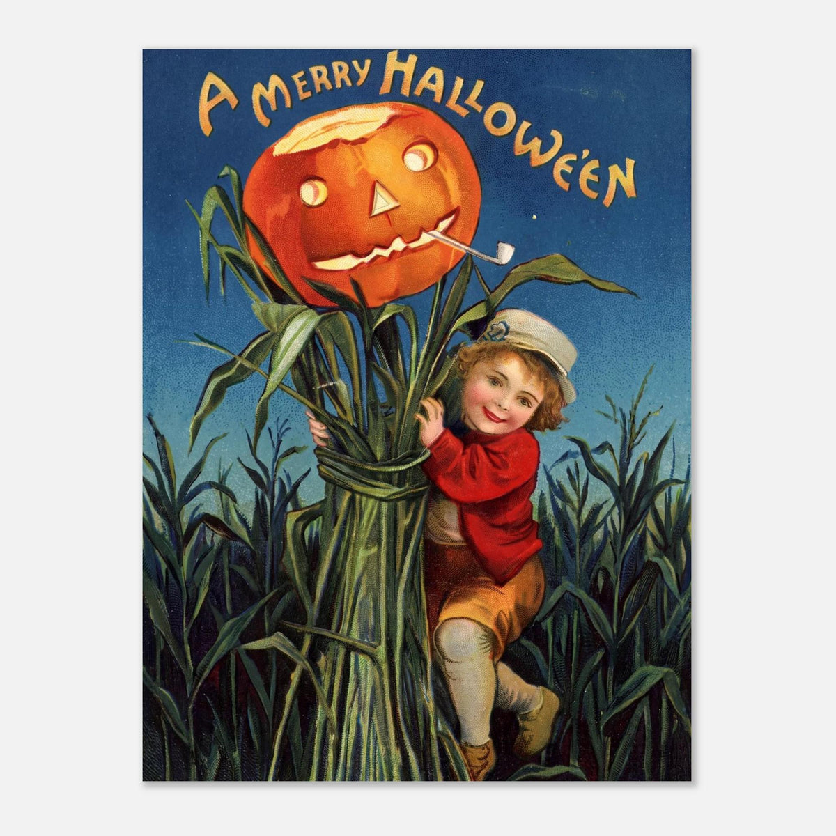 Vintage Halloween Wall Art Ellen Clapsaddle Antique Pumpkin Poster Fall Cottagecore Decor Rustic Jack O Lantern Print Golden Age Art