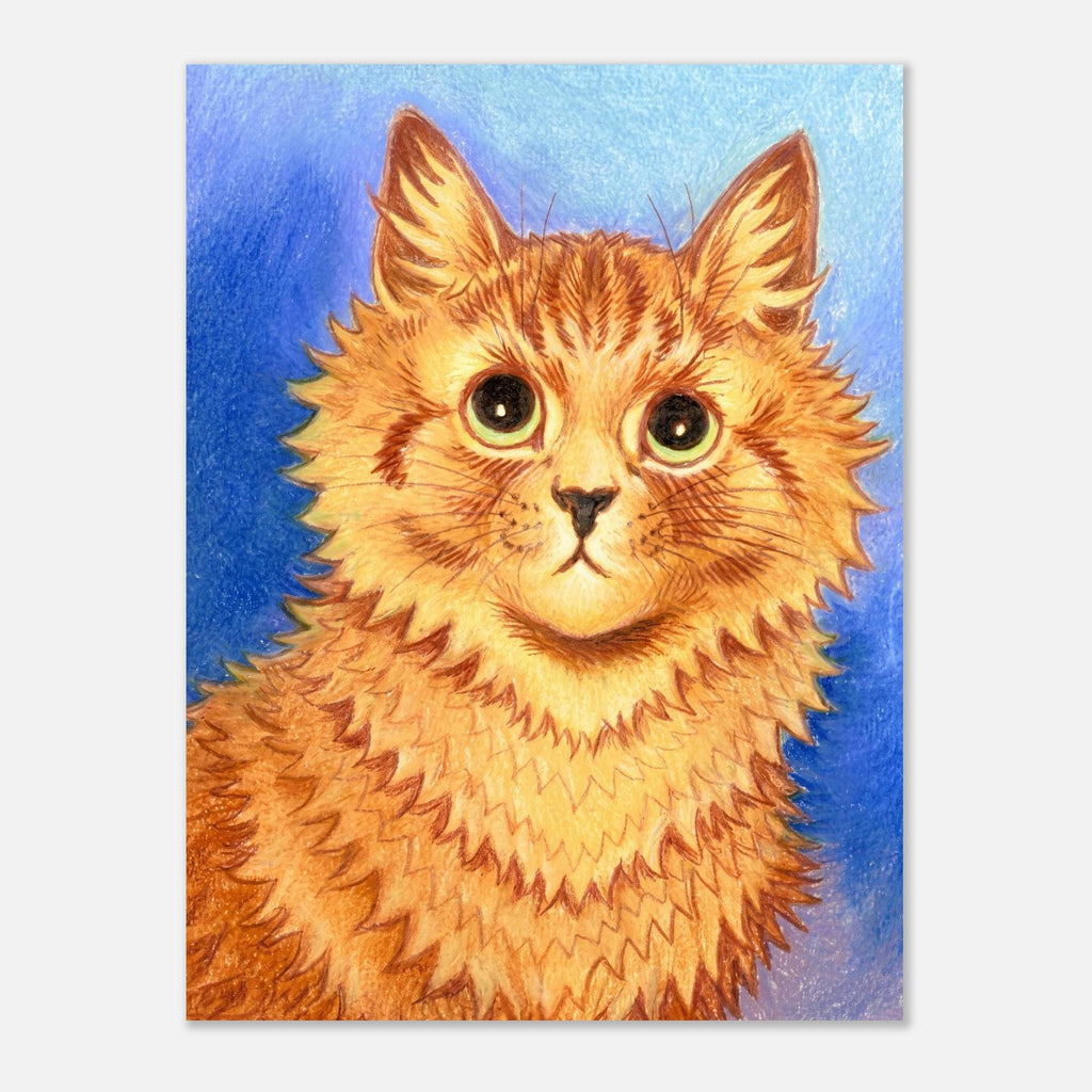 Louis Wain Vintage Orange Cat Painting Canvas Wall Art Print Antique Ginger Cat Poster Cute Psychic Cat Illustration Vintage Cat Art