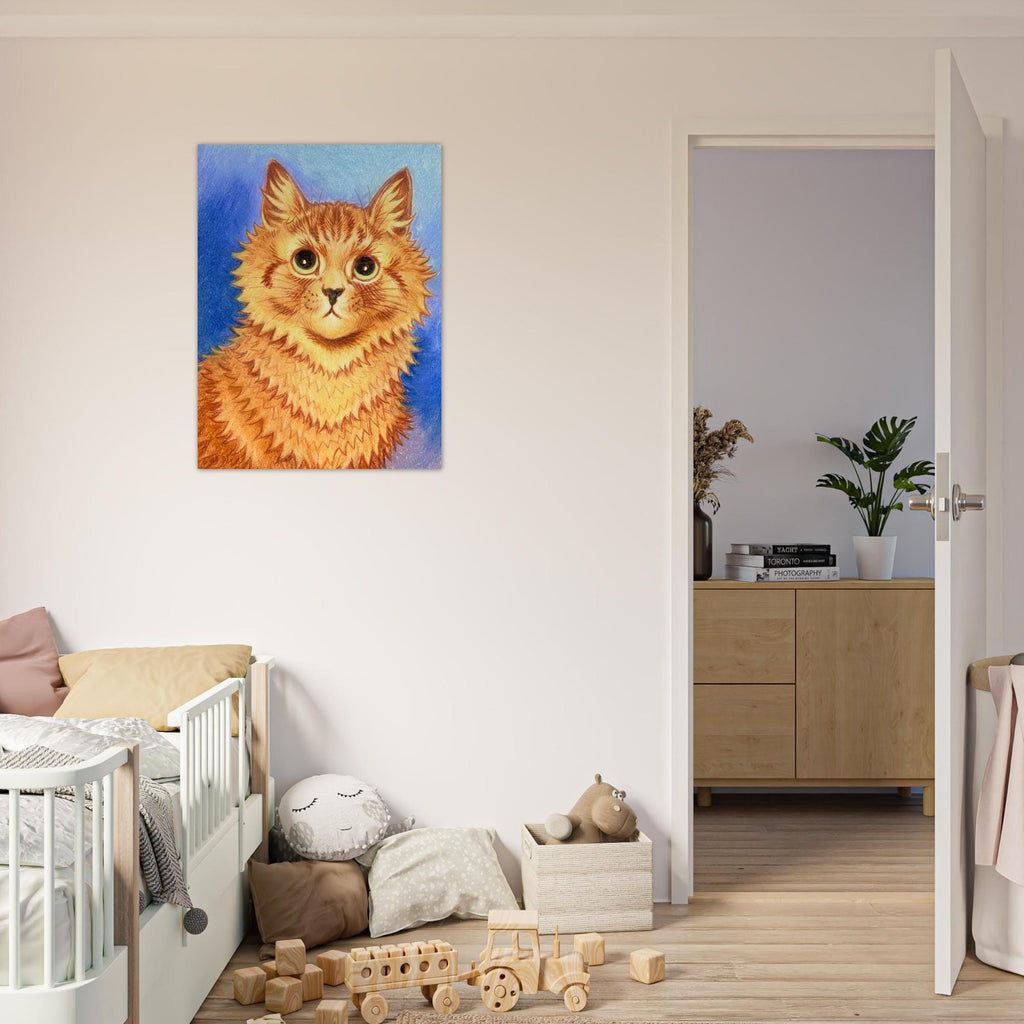 Louis Wain Vintage Orange Cat Painting Canvas Wall Art Print Antique Ginger Cat Poster Cute Psychic Cat Illustration Vintage Cat Art