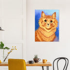 Louis Wain Vintage Orange Cat Painting Canvas Wall Art Print Antique Ginger Cat Poster Cute Psychic Cat Illustration Vintage Cat Art
