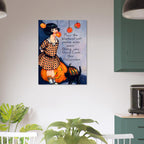 Vintage Halloween Poster Black Cat Bobbing Apples Pumpkin Card Print Antique Halloween Wall Art Retro Holiday Poster Vintage Cat Art