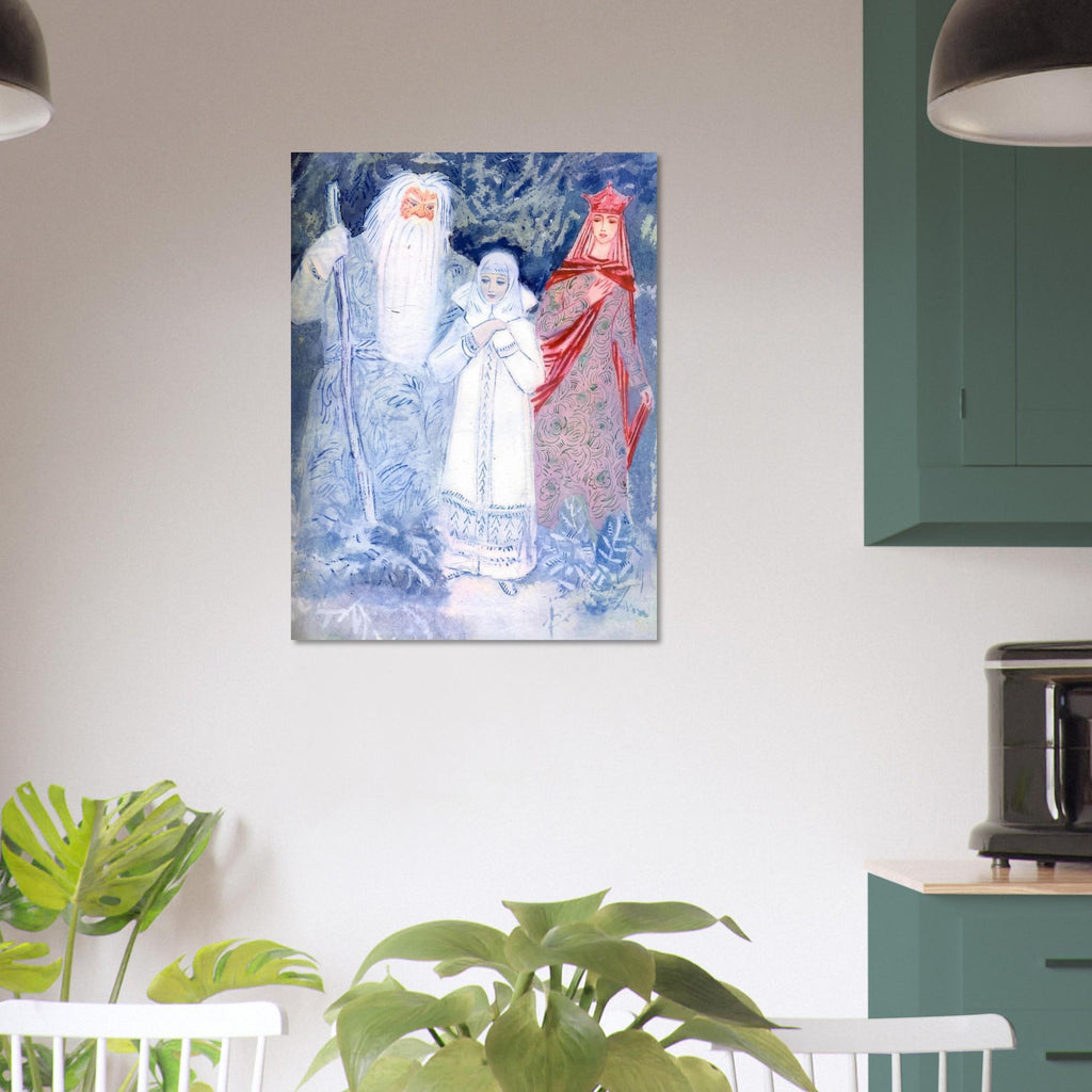 Vintage Snow Maiden Snegurochka Wall Art Russian Slavic Folklore Tale Painting Ded Moroz Winter Fairytale Print Fine Art Myth Symbolism