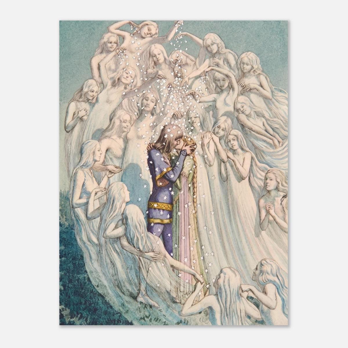 Pelleas And Melisande Print Carlos Schwabe Poster Cosmic Lovers Wall Art Symbolist Painting Mythical Romantic Decor Myth Symbolism