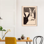 Vintage Rabbit Woodcut Print Les Lapins Henri Guerard 1893 Black and White Hare Drawing Retro Animal Wall Art Oddities Vintage Animal