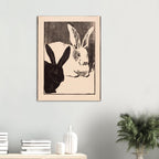 Vintage Rabbit Woodcut Print Les Lapins Henri Guerard 1893 Black and White Hare Drawing Retro Animal Wall Art Oddities Vintage Animal