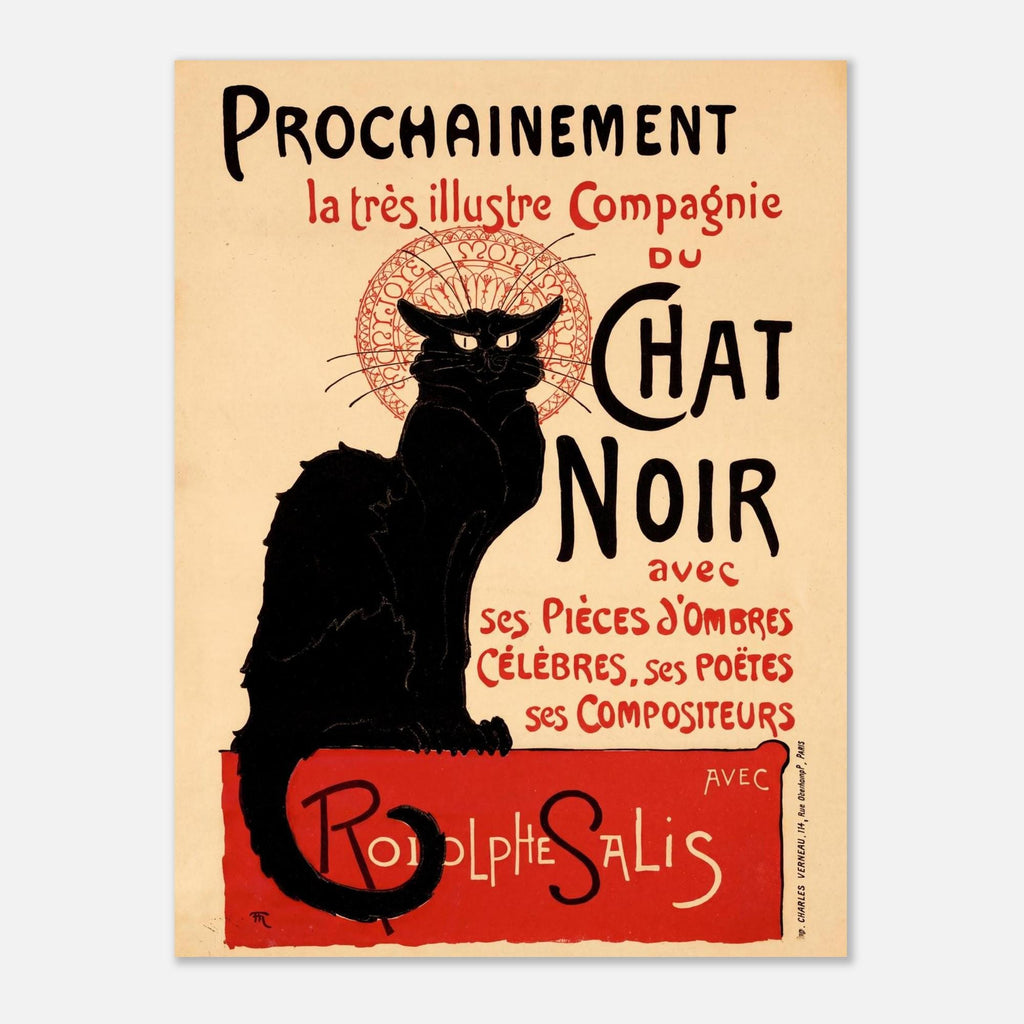Le Chat Noir French Poster Black Cat Art Nouveau Canvas Wall Print Theophile Steinlen Vintage Exhibition Poster Vintage Cat Art