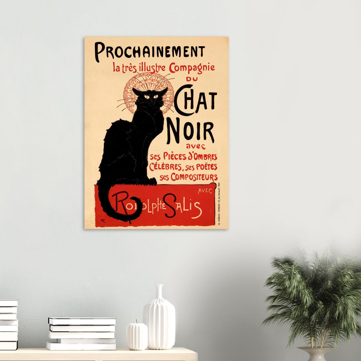 Le Chat Noir French Poster Black Cat Art Nouveau Canvas Wall Print Theophile Steinlen Vintage Exhibition Poster Vintage Cat Art