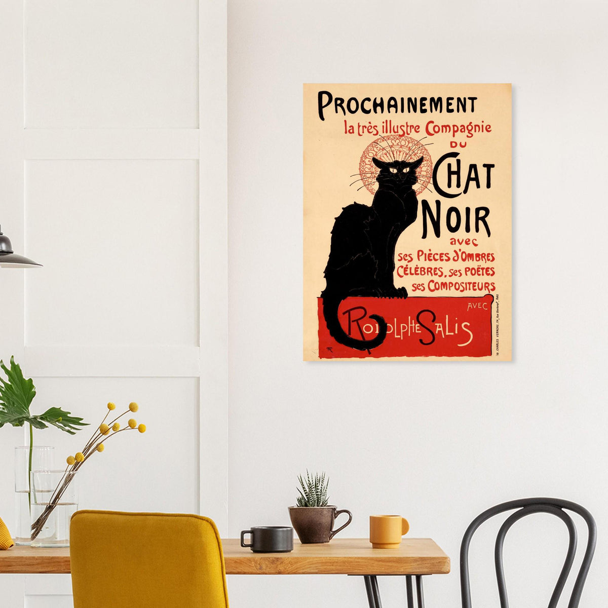 Le Chat Noir French Poster Black Cat Art Nouveau Canvas Wall Print Theophile Steinlen Vintage Exhibition Poster Vintage Cat Art