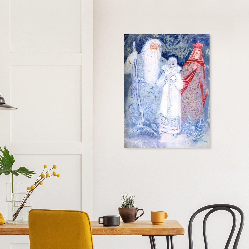 Vintage Snow Maiden Snegurochka Wall Art Russian Slavic Folklore Tale Painting Ded Moroz Winter Fairytale Print Fine Art Myth Symbolism