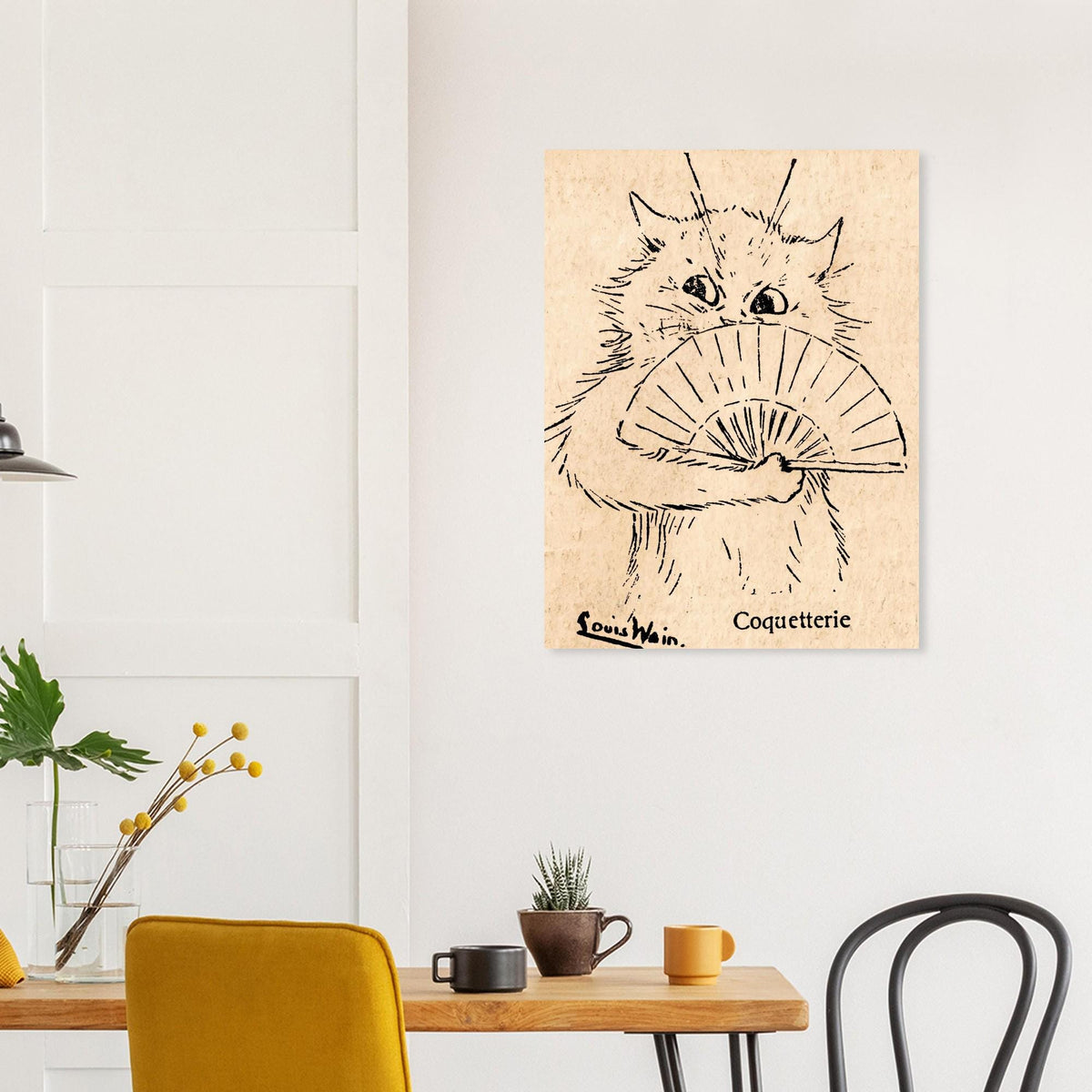 Louis Wain Coquetterie Cat Print Antique Victorian Cat Wall Art Cute Anthropomorphic Animal Illustration Vintage Cat Art