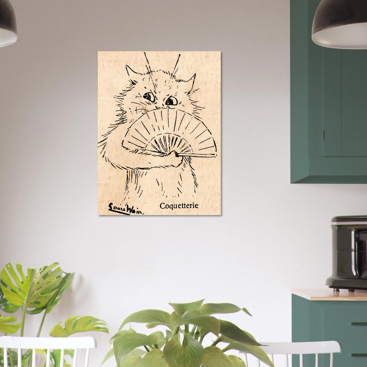 Louis Wain Coquetterie Cat Print Antique Victorian Cat Wall Art Cute Anthropomorphic Animal Illustration Vintage Cat Art