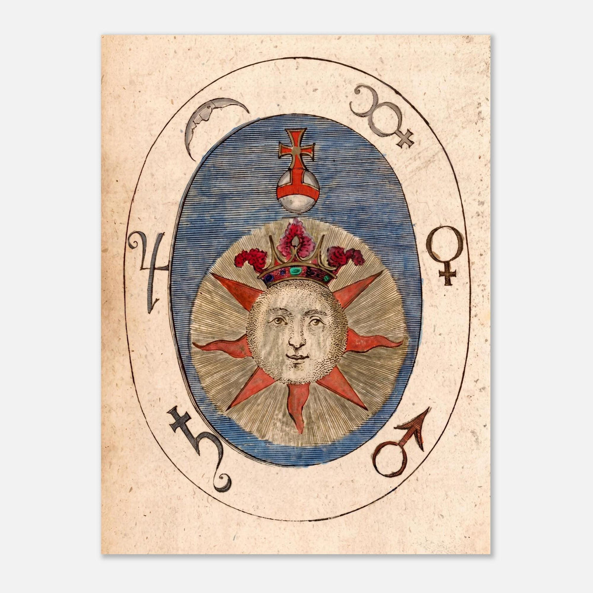 Vintage Alchemical Sun Print Antique Celestial Wall Art Astrology Occult Decor Print Wall Art Canvas Celestial Astronomy