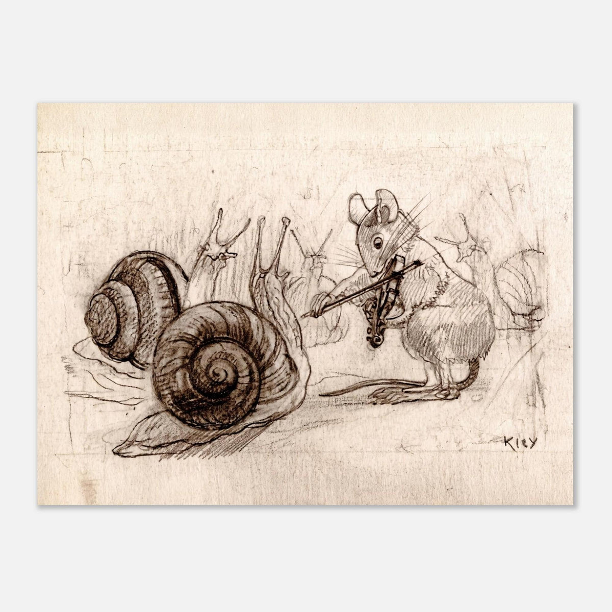 Vintage Mouse Violinist Art Print Funny Animal Musician Sketch Retro Wildlife Wall Decor Canvas Poster Giclee Anthropomorphic