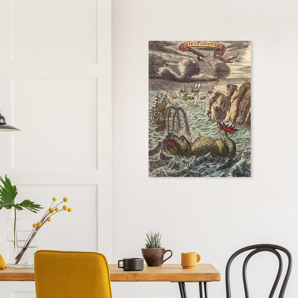 Vintage Sea Monster Art Print Antique Sea Serpent Illustration Weird Medieval Art Print Historic Ocean Print Oddities Vintage Animal