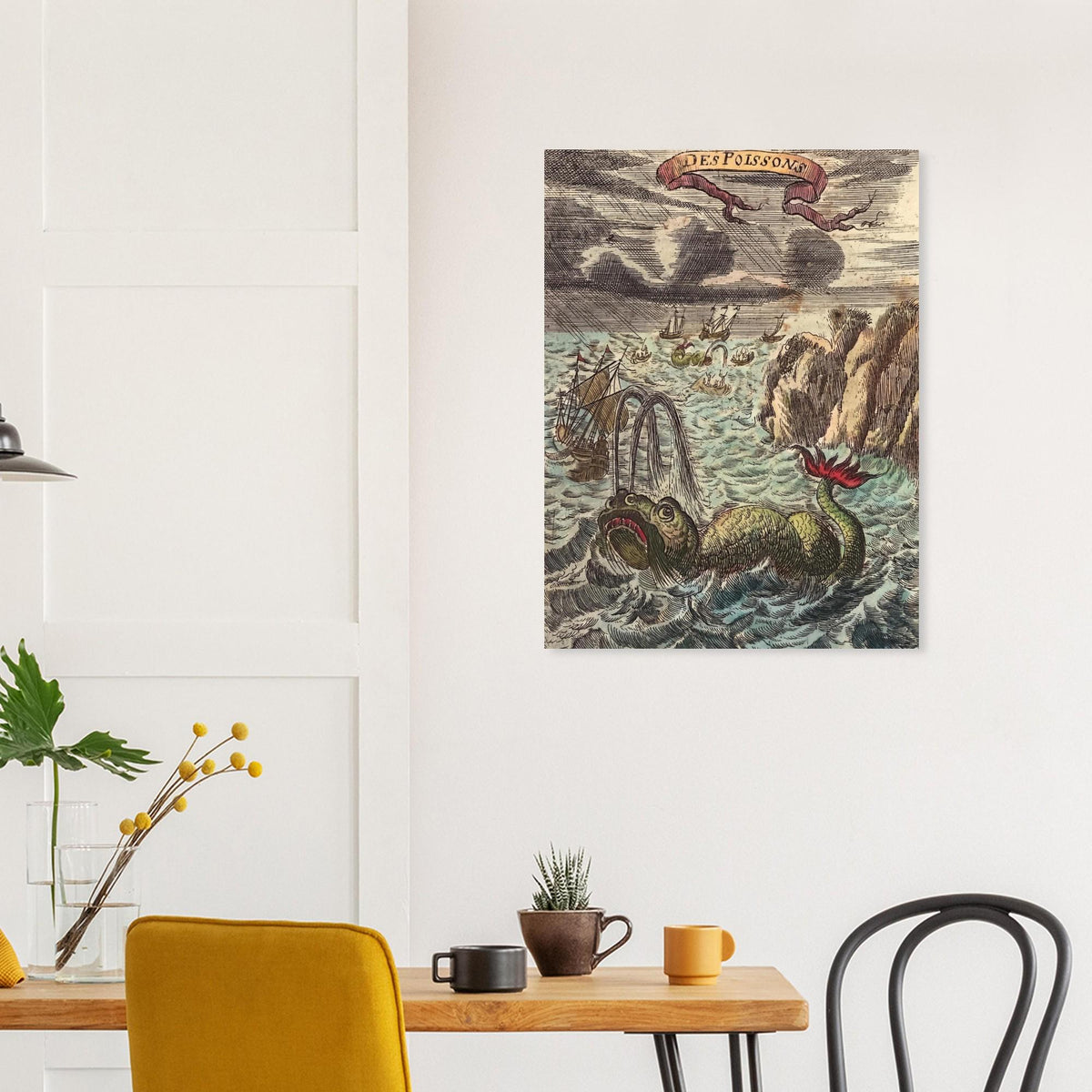 Vintage Sea Monster Art Print Antique Sea Serpent Illustration Weird Medieval Art Print Historic Ocean Print Oddities Vintage Animal