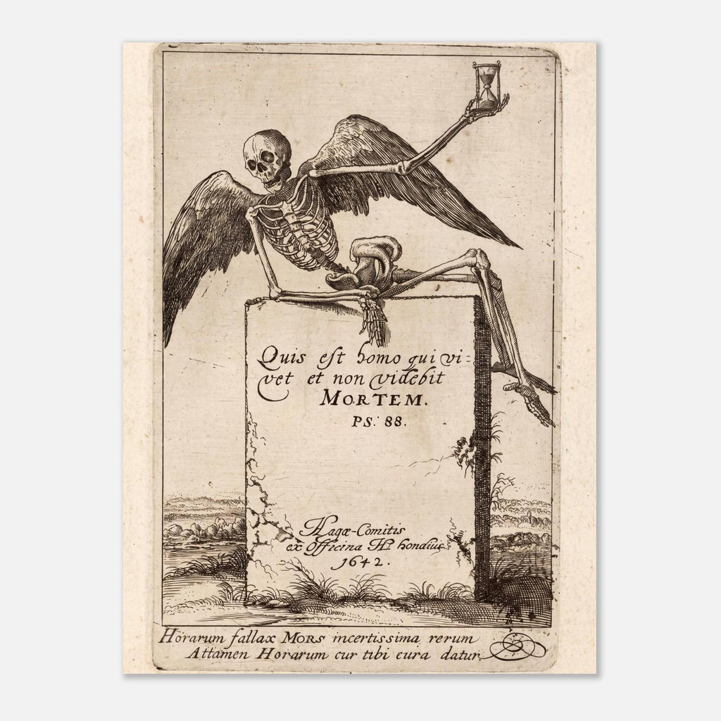 Skeleton Hourglass Print Gothic Home Decor Dark Academia Wall Art Memento Mori Poster Historic Engraving Art Gothic Oddities