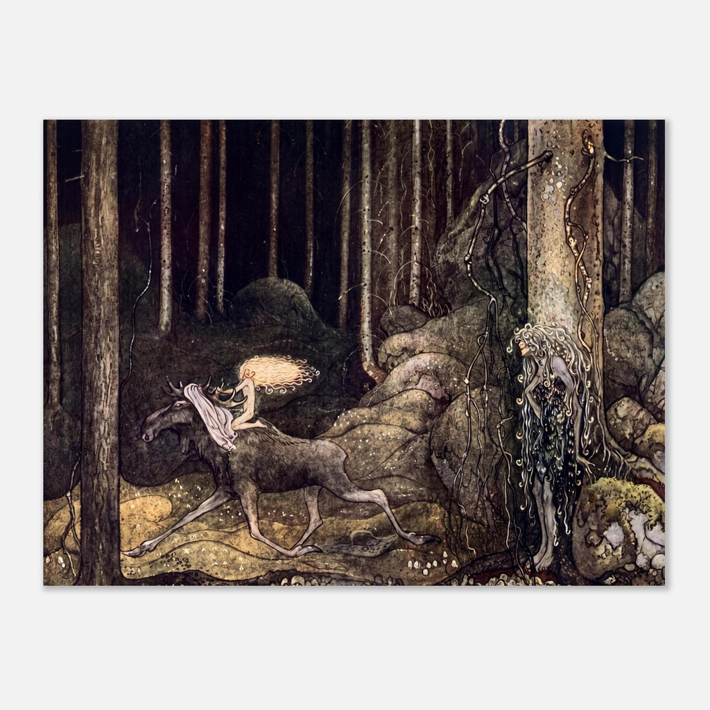 John Bauer Fairy Tale Print Vintage Swedish Folklore Wall Art Mythical Forest Creature Poster Myth and Symbolism Myth Symbolism